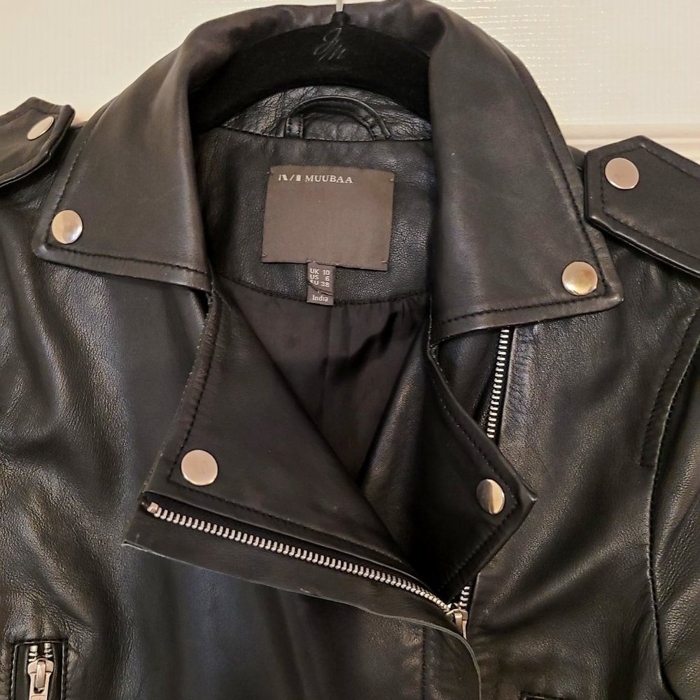 Leather biker jacket-Black
